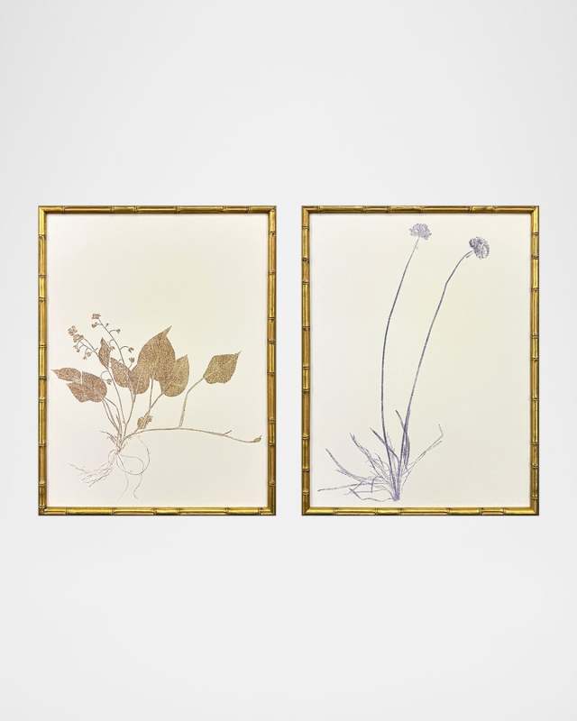 "Floral Trace II" Framed Giclees, Set of 2
